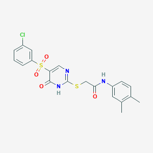 molecular formula C20H18ClN3O4S2 B6510192 2-{[5-(3-chlorobenzenesulfonyl)-6-oxo-1,6-dihydropyrimidin-2-yl]sulfanyl}-N-(3,4-dimethylphenyl)acetamide CAS No. 931339-57-0