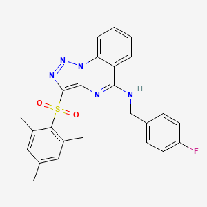 molecular formula C25H22FN5O2S B6510208 N-[(4-fluorophenyl)methyl]-3-(2,4,6-trimethylbenzenesulfonyl)-[1,2,3]triazolo[1,5-a]quinazolin-5-amine CAS No. 904575-24-2