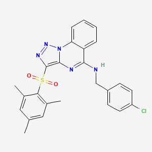 molecular formula C25H22ClN5O2S B6510213 N-[(4-chlorophenyl)methyl]-3-(2,4,6-trimethylbenzenesulfonyl)-[1,2,3]triazolo[1,5-a]quinazolin-5-amine CAS No. 904575-36-6