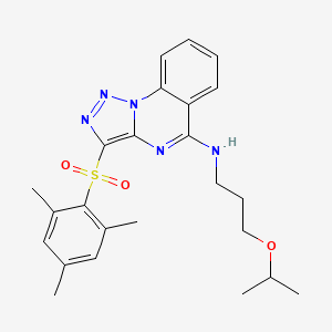 molecular formula C24H29N5O3S B6510217 N-[3-(propan-2-yloxy)propyl]-3-(2,4,6-trimethylbenzenesulfonyl)-[1,2,3]triazolo[1,5-a]quinazolin-5-amine CAS No. 904575-60-6