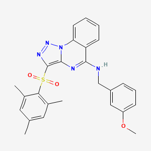 molecular formula C26H25N5O3S B6510220 N-[(3-methoxyphenyl)methyl]-3-(2,4,6-trimethylbenzenesulfonyl)-[1,2,3]triazolo[1,5-a]quinazolin-5-amine CAS No. 904575-66-2