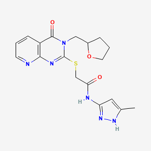 molecular formula C18H20N6O3S B6510274 N-(3-methyl-1H-pyrazol-5-yl)-2-({4-oxo-3-[(oxolan-2-yl)methyl]-3H,4H-pyrido[2,3-d]pyrimidin-2-yl}sulfanyl)acetamide CAS No. 1106731-18-3