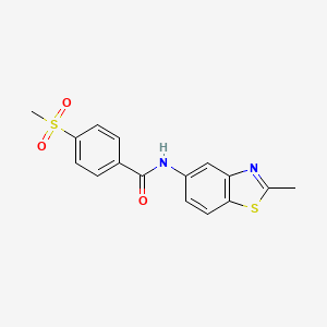 molecular formula C16H14N2O3S2 B6510299 4-methanesulfonyl-N-(2-methyl-1,3-benzothiazol-5-yl)benzamide CAS No. 896338-10-6