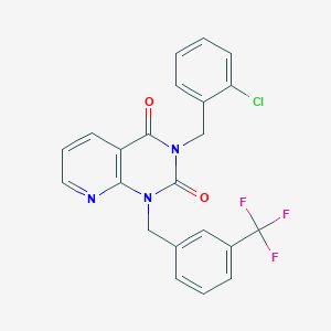molecular formula C22H15ClF3N3O2 B6510307 3-[(2-chlorophenyl)methyl]-1-{[3-(trifluoromethyl)phenyl]methyl}-1H,2H,3H,4H-pyrido[2,3-d]pyrimidine-2,4-dione CAS No. 902965-25-7