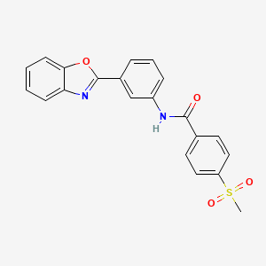 molecular formula C21H16N2O4S B6510316 N-[3-(1,3-benzoxazol-2-yl)phenyl]-4-methanesulfonylbenzamide CAS No. 896343-98-9