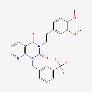 molecular formula C25H22F3N3O4 B6510345 3-[2-(3,4-dimethoxyphenyl)ethyl]-1-{[3-(trifluoromethyl)phenyl]methyl}-1H,2H,3H,4H-pyrido[2,3-d]pyrimidine-2,4-dione CAS No. 902921-31-7