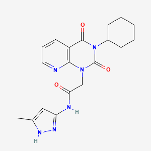 molecular formula C19H22N6O3 B6510357 2-{3-cyclohexyl-2,4-dioxo-1H,2H,3H,4H-pyrido[2,3-d]pyrimidin-1-yl}-N-(3-methyl-1H-pyrazol-5-yl)acetamide CAS No. 1101851-82-4