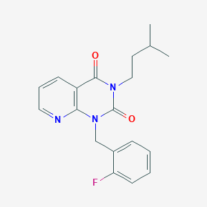 molecular formula C19H20FN3O2 B6510384 1-[(2-fluorophenyl)methyl]-3-(3-methylbutyl)-1H,2H,3H,4H-pyrido[2,3-d]pyrimidine-2,4-dione CAS No. 902924-43-0