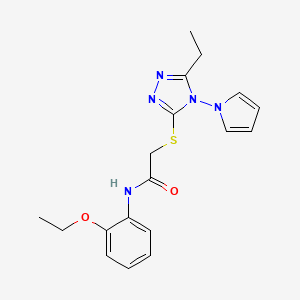 molecular formula C18H21N5O2S B6510399 N-(2-ethoxyphenyl)-2-{[5-ethyl-4-(1H-pyrrol-1-yl)-4H-1,2,4-triazol-3-yl]sulfanyl}acetamide CAS No. 896288-91-8