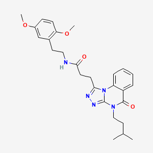 molecular formula C27H33N5O4 B6510421 N-[2-(2,5-dimethoxyphenyl)ethyl]-3-[4-(3-methylbutyl)-5-oxo-4H,5H-[1,2,4]triazolo[4,3-a]quinazolin-1-yl]propanamide CAS No. 902932-05-2