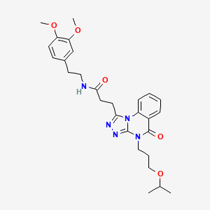 molecular formula C28H35N5O5 B6510428 N-[2-(3,4-dimethoxyphenyl)ethyl]-3-{5-oxo-4-[3-(propan-2-yloxy)propyl]-4H,5H-[1,2,4]triazolo[4,3-a]quinazolin-1-yl}propanamide CAS No. 902932-95-0