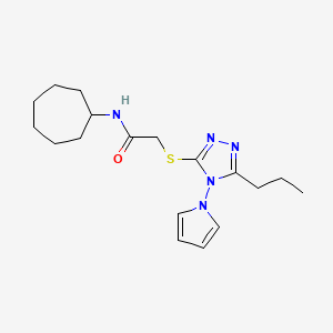 molecular formula C18H27N5OS B6510440 N-cycloheptyl-2-{[5-propyl-4-(1H-pyrrol-1-yl)-4H-1,2,4-triazol-3-yl]sulfanyl}acetamide CAS No. 896296-01-8