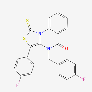 molecular formula C23H14F2N2OS2 B6510445 3-(4-fluorophenyl)-4-[(4-fluorophenyl)methyl]-1-sulfanylidene-1H,4H,5H-[1,3]thiazolo[3,4-a]quinazolin-5-one CAS No. 902935-49-3