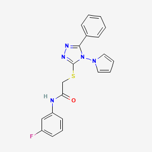 molecular formula C20H16FN5OS B6510448 N-(3-fluorophenyl)-2-{[5-phenyl-4-(1H-pyrrol-1-yl)-4H-1,2,4-triazol-3-yl]sulfanyl}acetamide CAS No. 898487-60-0