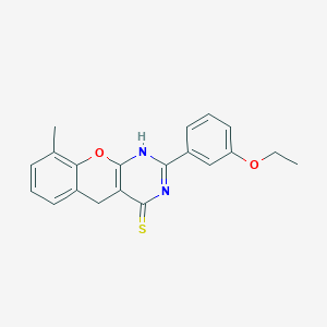molecular formula C20H18N2O2S B6510457 2-(3-ethoxyphenyl)-9-methyl-3H,4H,5H-chromeno[2,3-d]pyrimidine-4-thione CAS No. 902940-96-9