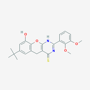 molecular formula C23H24N2O4S B6510468 7-tert-butyl-2-(2,3-dimethoxyphenyl)-9-hydroxy-3H,4H,5H-chromeno[2,3-d]pyrimidine-4-thione CAS No. 950288-94-5