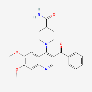molecular formula C24H25N3O4 B6510477 1-(3-benzoyl-6,7-dimethoxyquinolin-4-yl)piperidine-4-carboxamide CAS No. 902942-70-5