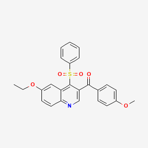 molecular formula C25H21NO5S B6510494 4-(benzenesulfonyl)-6-ethoxy-3-(4-methoxybenzoyl)quinoline CAS No. 902951-35-3