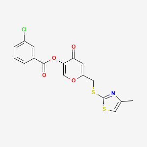 molecular formula C17H12ClNO4S2 B6510508 6-{[(4-methyl-1,3-thiazol-2-yl)sulfanyl]methyl}-4-oxo-4H-pyran-3-yl 3-chlorobenzoate CAS No. 896303-83-6