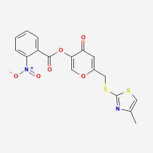 molecular formula C17H12N2O6S2 B6510516 6-{[(4-methyl-1,3-thiazol-2-yl)sulfanyl]methyl}-4-oxo-4H-pyran-3-yl 2-nitrobenzoate CAS No. 896304-59-9