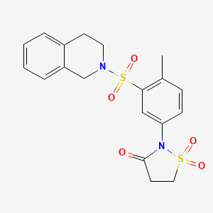 molecular formula C19H20N2O5S2 B6510535 2-[4-methyl-3-(1,2,3,4-tetrahydroisoquinoline-2-sulfonyl)phenyl]-1lambda6,2-thiazolidine-1,1,3-trione CAS No. 950432-44-7
