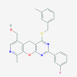[5-(3-fluorophenyl)-14-methyl-7-{[(3-methylphenyl)methyl]sulfanyl}-2-oxa-4,6,13-triazatricyclo[8.4.0.0^{3,8}]tetradeca-1(10),3(8),4,6,11,13-hexaen-11-yl]methanol