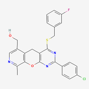 molecular formula C25H19ClFN3O2S B6510607 [5-(4-chlorophenyl)-7-{[(3-fluorophenyl)methyl]sulfanyl}-14-methyl-2-oxa-4,6,13-triazatricyclo[8.4.0.0^{3,8}]tetradeca-1(10),3(8),4,6,11,13-hexaen-11-yl]methanol CAS No. 892417-49-1