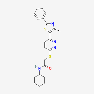 molecular formula C22H24N4OS2 B6510663 N-cyclohexyl-2-{[6-(4-methyl-2-phenyl-1,3-thiazol-5-yl)pyridazin-3-yl]sulfanyl}acetamide CAS No. 892415-42-8