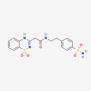 molecular formula C17H18N4O5S2 B6510670 2-(1,1-dioxo-2H-1lambda6,2,4-benzothiadiazin-3-yl)-N-[2-(4-sulfamoylphenyl)ethyl]acetamide CAS No. 950420-03-8