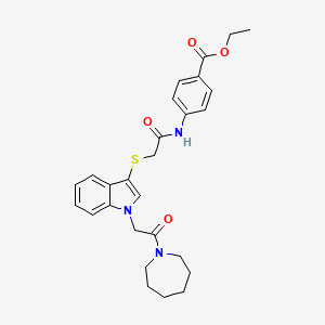 ethyl 4-[2-({1-[2-(azepan-1-yl)-2-oxoethyl]-1H-indol-3-yl}sulfanyl)acetamido]benzoate