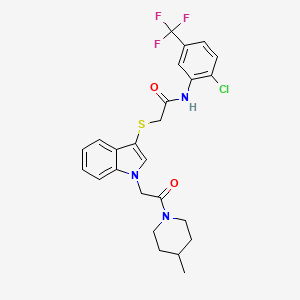 molecular formula C25H25ClF3N3O2S B6510688 N-[2-chloro-5-(trifluoromethyl)phenyl]-2-({1-[2-(4-methylpiperidin-1-yl)-2-oxoethyl]-1H-indol-3-yl}sulfanyl)acetamide CAS No. 878056-72-5