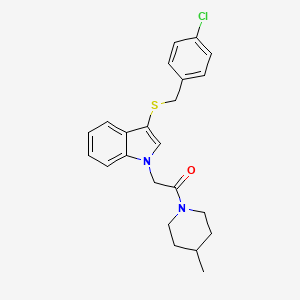 molecular formula C23H25ClN2OS B6510695 2-(3-{[(4-chlorophenyl)methyl]sulfanyl}-1H-indol-1-yl)-1-(4-methylpiperidin-1-yl)ethan-1-one CAS No. 878055-06-2