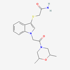 molecular formula C18H23N3O3S B6510700 2-({1-[2-(2,6-dimethylmorpholin-4-yl)-2-oxoethyl]-1H-indol-3-yl}sulfanyl)acetamide CAS No. 895810-25-0