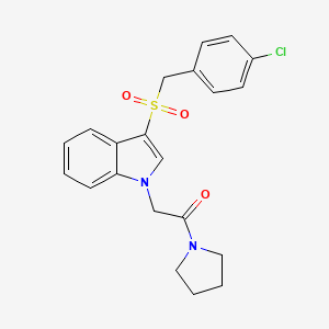 molecular formula C21H21ClN2O3S B6510709 2-{3-[(4-chlorophenyl)methanesulfonyl]-1H-indol-1-yl}-1-(pyrrolidin-1-yl)ethan-1-one CAS No. 878057-70-6
