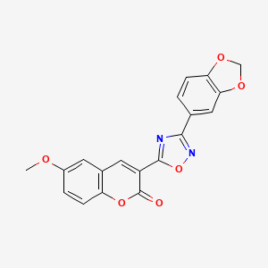 molecular formula C19H12N2O6 B6510728 3-[3-(2H-1,3-benzodioxol-5-yl)-1,2,4-oxadiazol-5-yl]-6-methoxy-2H-chromen-2-one CAS No. 892754-23-3
