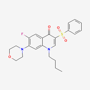 molecular formula C23H25FN2O4S B6510786 3-(benzenesulfonyl)-1-butyl-6-fluoro-7-(morpholin-4-yl)-1,4-dihydroquinolin-4-one CAS No. 892759-63-6