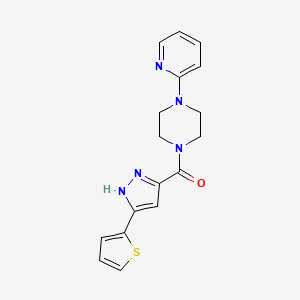 molecular formula C17H17N5OS B6510793 1-(pyridin-2-yl)-4-[5-(thiophen-2-yl)-1H-pyrazole-3-carbonyl]piperazine CAS No. 1093127-91-3