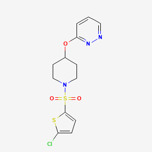 molecular formula C13H14ClN3O3S2 B6510801 3-({1-[(5-chlorothiophen-2-yl)sulfonyl]piperidin-4-yl}oxy)pyridazine CAS No. 1797536-36-7