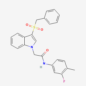 molecular formula C24H21FN2O3S B6510815 N-(3-fluoro-4-methylphenyl)-2-(3-phenylmethanesulfonyl-1H-indol-1-yl)acetamide CAS No. 878062-35-2
