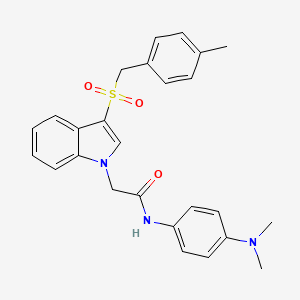 molecular formula C26H27N3O3S B6510827 N-[4-(dimethylamino)phenyl]-2-{3-[(4-methylphenyl)methanesulfonyl]-1H-indol-1-yl}acetamide CAS No. 878062-50-1