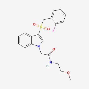 molecular formula C20H21FN2O4S B6510837 2-{3-[(2-fluorophenyl)methanesulfonyl]-1H-indol-1-yl}-N-(2-methoxyethyl)acetamide CAS No. 894028-03-6