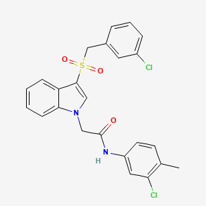 molecular formula C24H20Cl2N2O3S B6510849 N-(3-chloro-4-methylphenyl)-2-{3-[(3-chlorophenyl)methanesulfonyl]-1H-indol-1-yl}acetamide CAS No. 891091-42-2