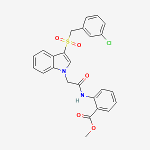molecular formula C25H21ClN2O5S B6510857 methyl 2-(2-{3-[(3-chlorophenyl)methanesulfonyl]-1H-indol-1-yl}acetamido)benzoate CAS No. 895998-25-1