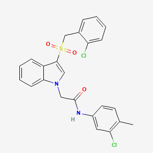 molecular formula C24H20Cl2N2O3S B6510874 N-(3-chloro-4-methylphenyl)-2-{3-[(2-chlorophenyl)methanesulfonyl]-1H-indol-1-yl}acetamide CAS No. 891092-51-6