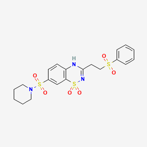 molecular formula C20H23N3O6S3 B6510885 3-[2-(benzenesulfonyl)ethyl]-7-(piperidine-1-sulfonyl)-2H-1lambda6,2,4-benzothiadiazine-1,1-dione CAS No. 950326-55-3