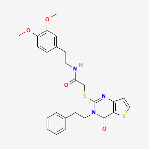 molecular formula C26H27N3O4S2 B6510906 N-[2-(3,4-dimethoxyphenyl)ethyl]-2-{[4-oxo-3-(2-phenylethyl)-3H,4H-thieno[3,2-d]pyrimidin-2-yl]sulfanyl}acetamide CAS No. 440326-08-9