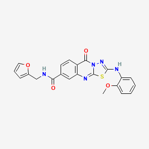 molecular formula C22H17N5O4S B6510909 N-[(furan-2-yl)methyl]-2-[(2-methoxyphenyl)amino]-5-oxo-5H-[1,3,4]thiadiazolo[2,3-b]quinazoline-8-carboxamide CAS No. 894250-07-8