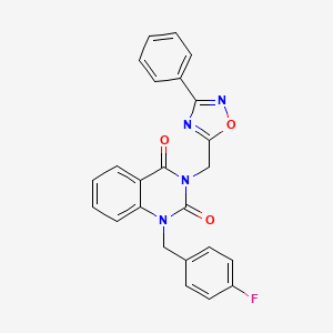 molecular formula C24H17FN4O3 B6510934 1-[(4-fluorophenyl)methyl]-3-[(3-phenyl-1,2,4-oxadiazol-5-yl)methyl]-1,2,3,4-tetrahydroquinazoline-2,4-dione CAS No. 894928-85-9