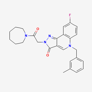 2-[2-(azepan-1-yl)-2-oxoethyl]-8-fluoro-5-[(3-methylphenyl)methyl]-2H,3H,5H-pyrazolo[4,3-c]quinolin-3-one