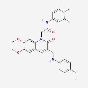 N-(3,4-dimethylphenyl)-2-(8-{[(4-ethylphenyl)amino]methyl}-7-oxo-2H,3H,6H,7H-[1,4]dioxino[2,3-g]quinolin-6-yl)acetamide